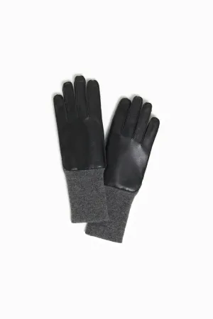 Look By M Long Rib Cuff Leather Gloves MG3283