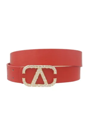 Luxe Sparkle Statement Belt - Red