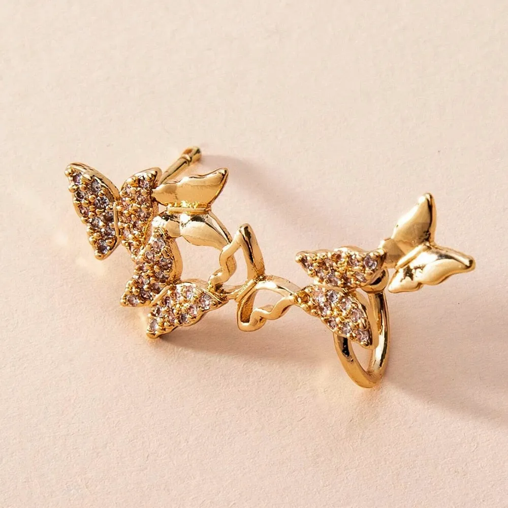 Melanie Butterfly Yellow Gold Clip Earrings
