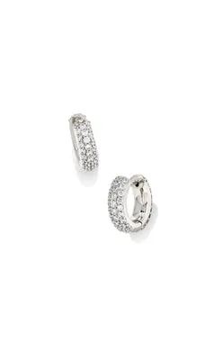 Mikki Pave Huggie Earrings in Silver
