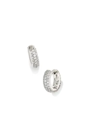 Mikki Pave Huggie Earrings in Silver