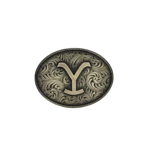 Montana Men's Silversmiths Yellowstone Y Filigree Oval Belt Antique Gold Buckle