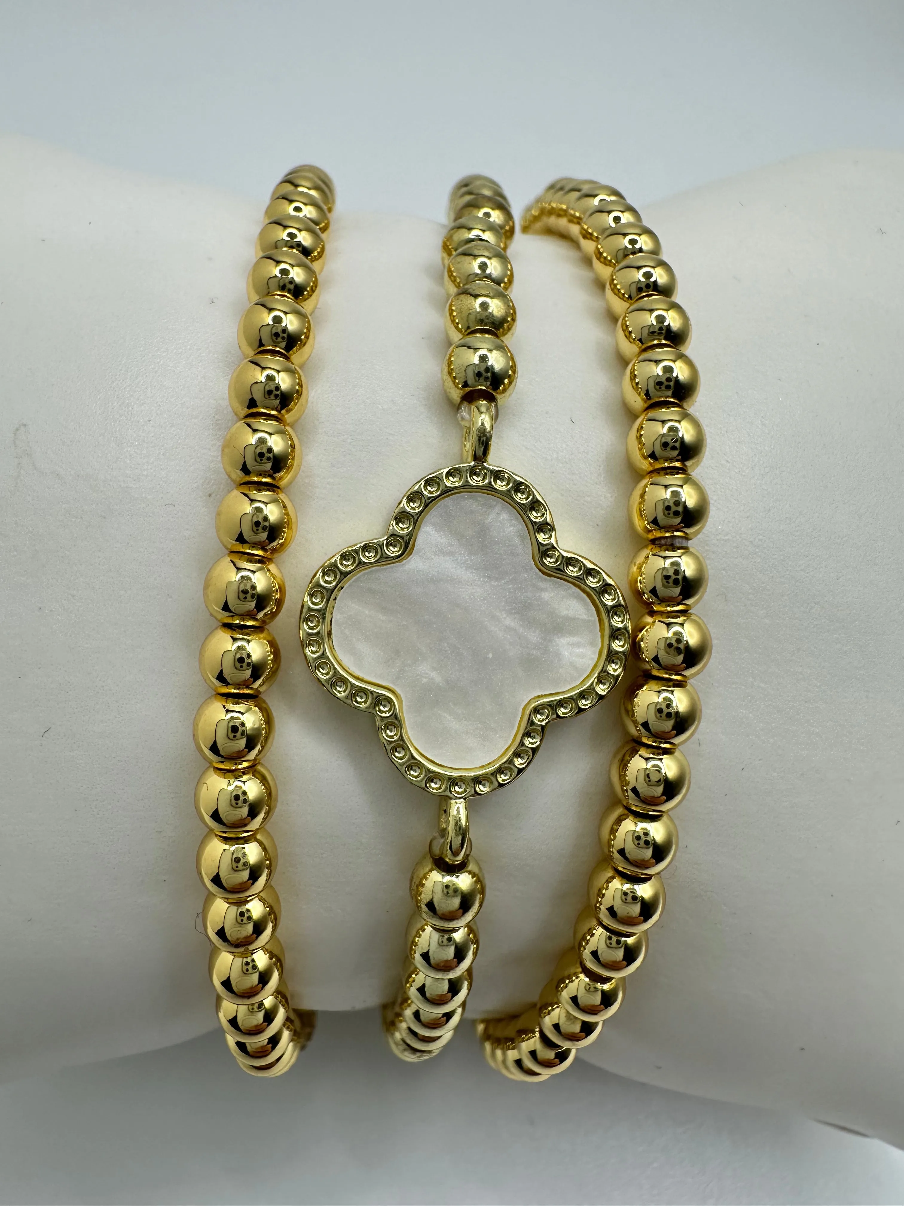 MOP Clover Stack Bracelets