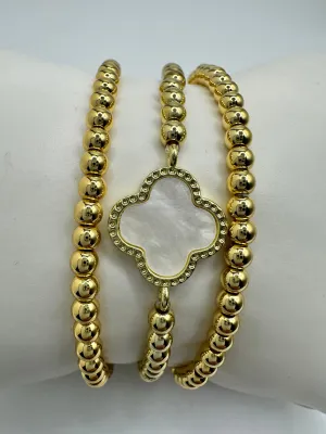 MOP Clover Stack Bracelets