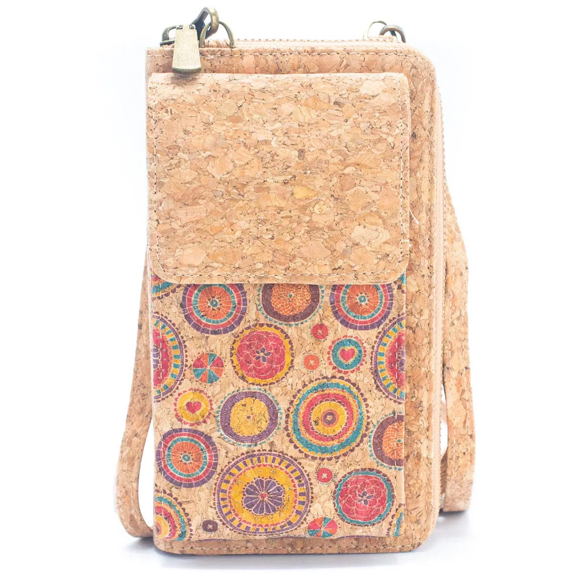 Natural Cork Crossbody Zipper Wallet with Phone BAG-2239