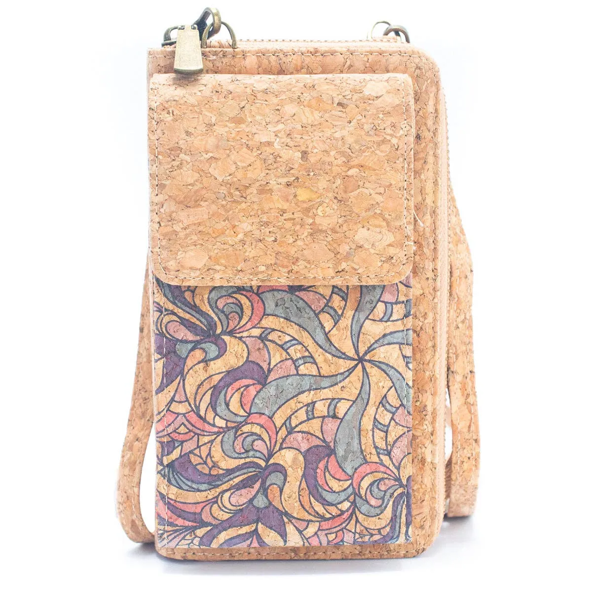 Natural Cork Crossbody Zipper Wallet with Phone BAG-2239