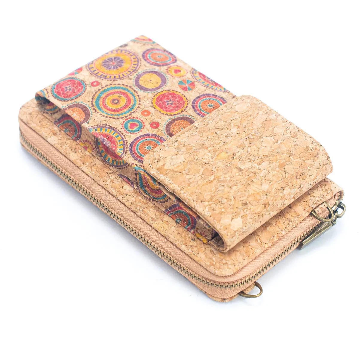 Natural Cork Crossbody Zipper Wallet with Phone BAG-2239