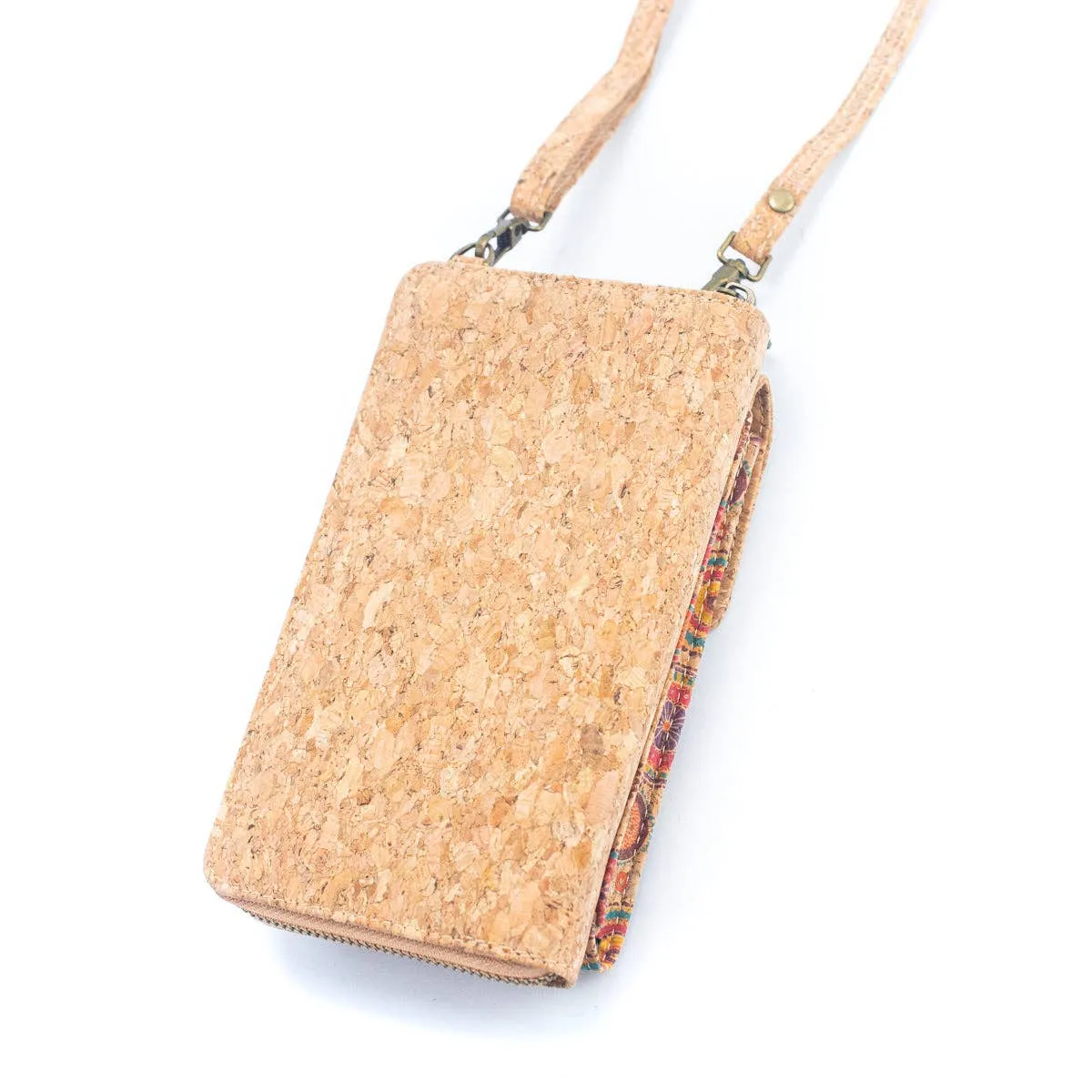 Natural Cork Crossbody Zipper Wallet with Phone BAG-2239