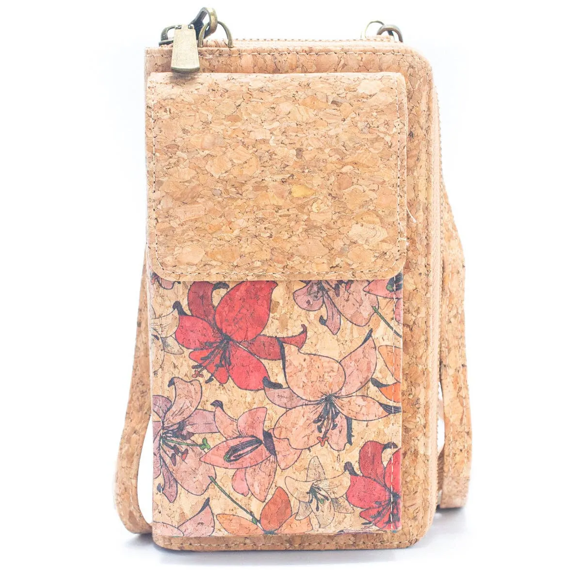 Natural Cork Crossbody Zipper Wallet with Phone BAG-2239