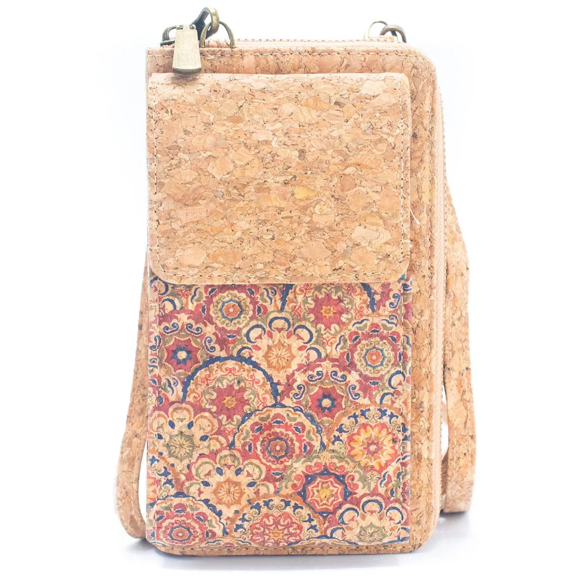 Natural Cork Crossbody Zipper Wallet with Phone BAG-2239