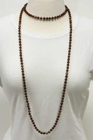 NK-2244 BROWN 60" hand knotted glass bead necklace