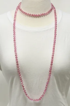 NK-2244 BUBBLEGUM 60" hand knotted glass bead necklace