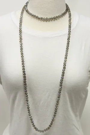 NK-2244 IRI TAUPE 60" hand knotted glass bead necklace