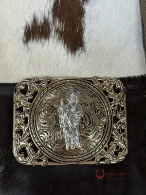 OPEN SQAURE DETAIL SAN JUDAS ALL GOLD BUCKLE