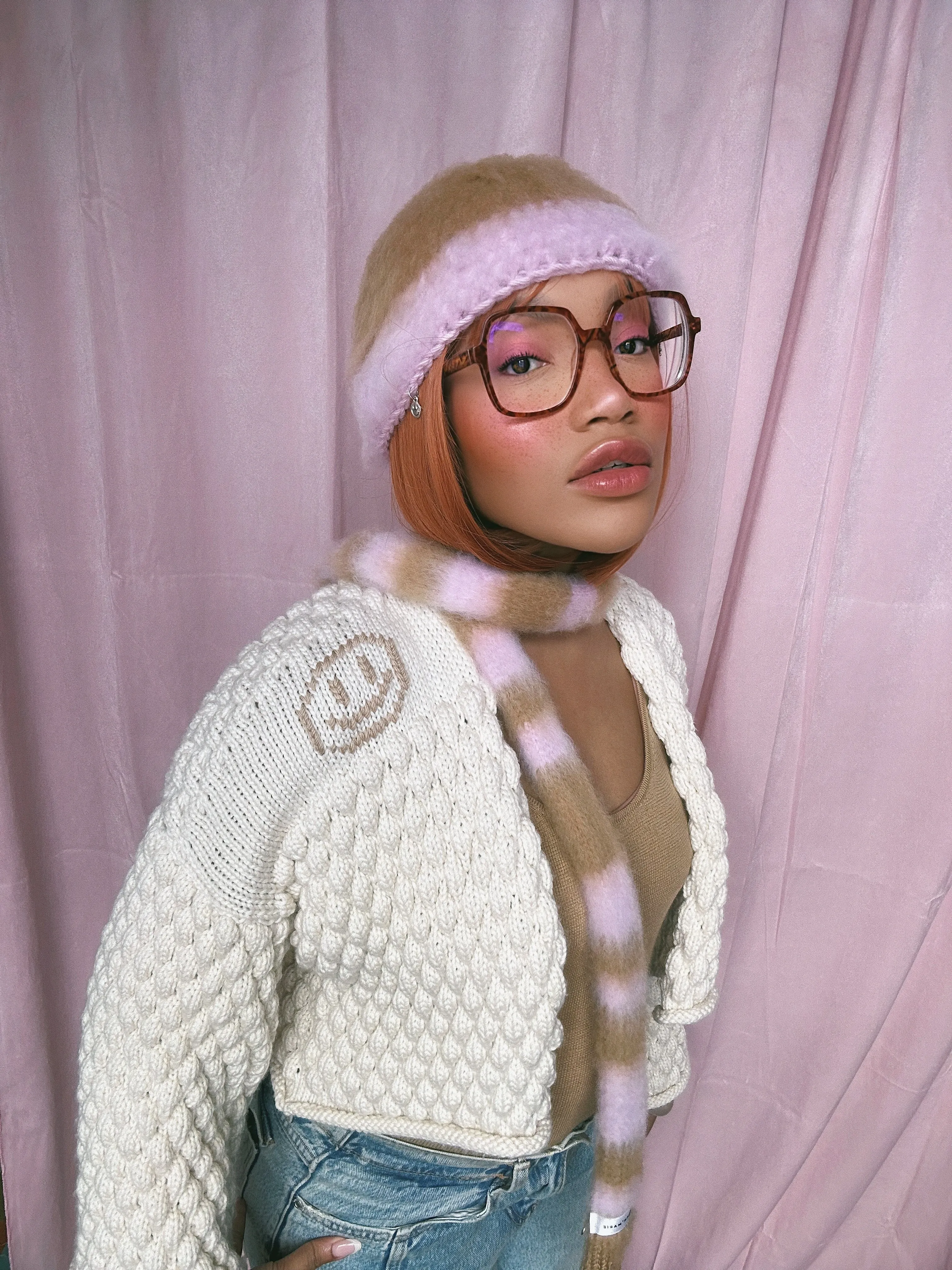 Pink and Brown Scarf