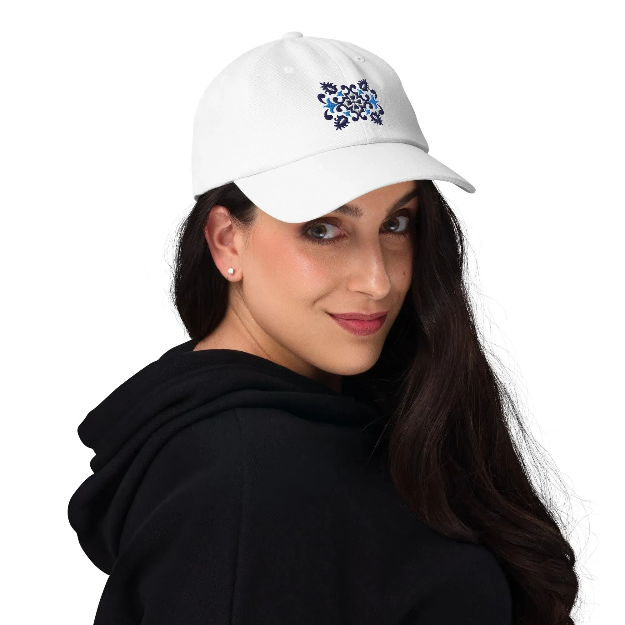 Portuguese Azulejo Tile Motif Embroidered Dad Hat