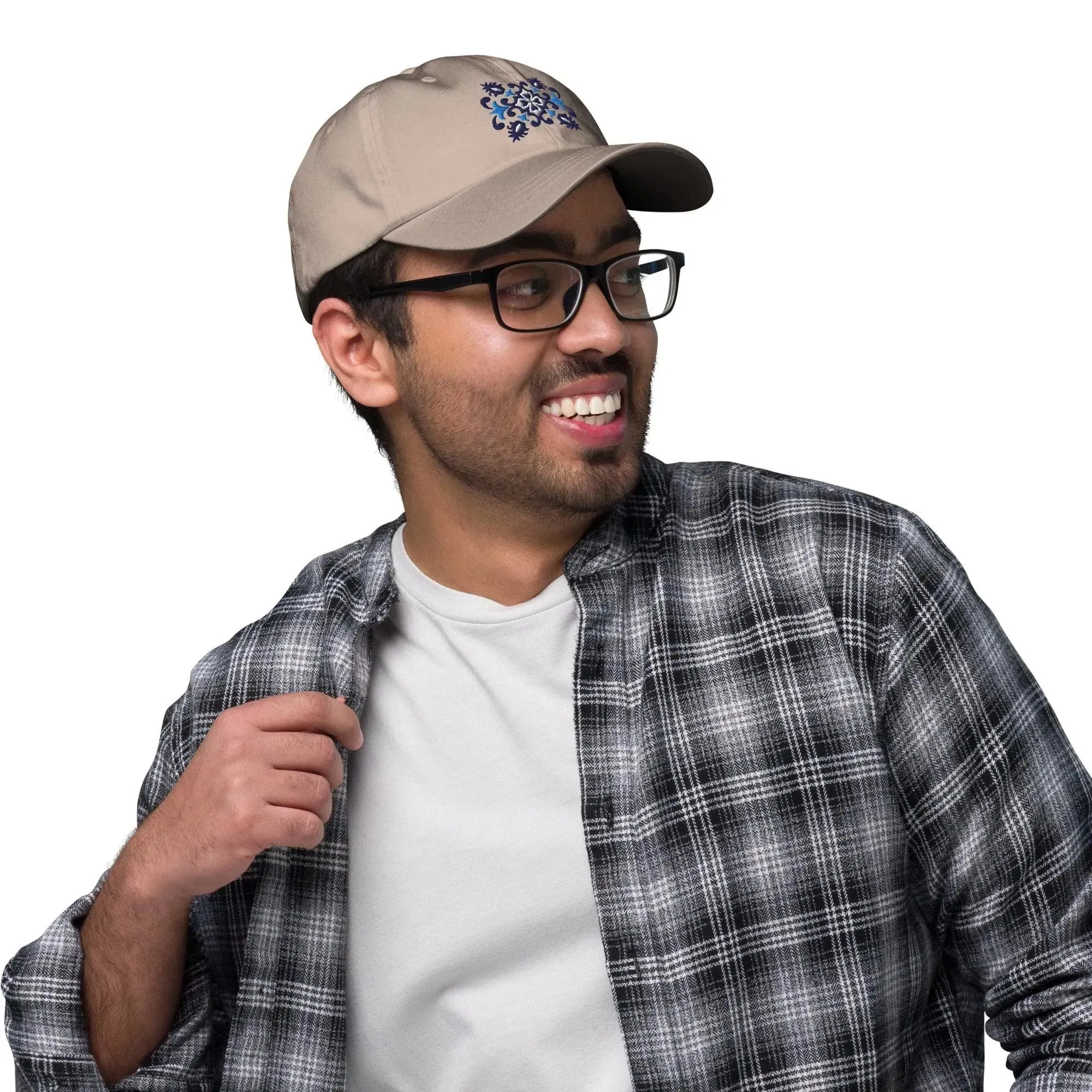 Portuguese Azulejo Tile Motif Embroidered Dad Hat