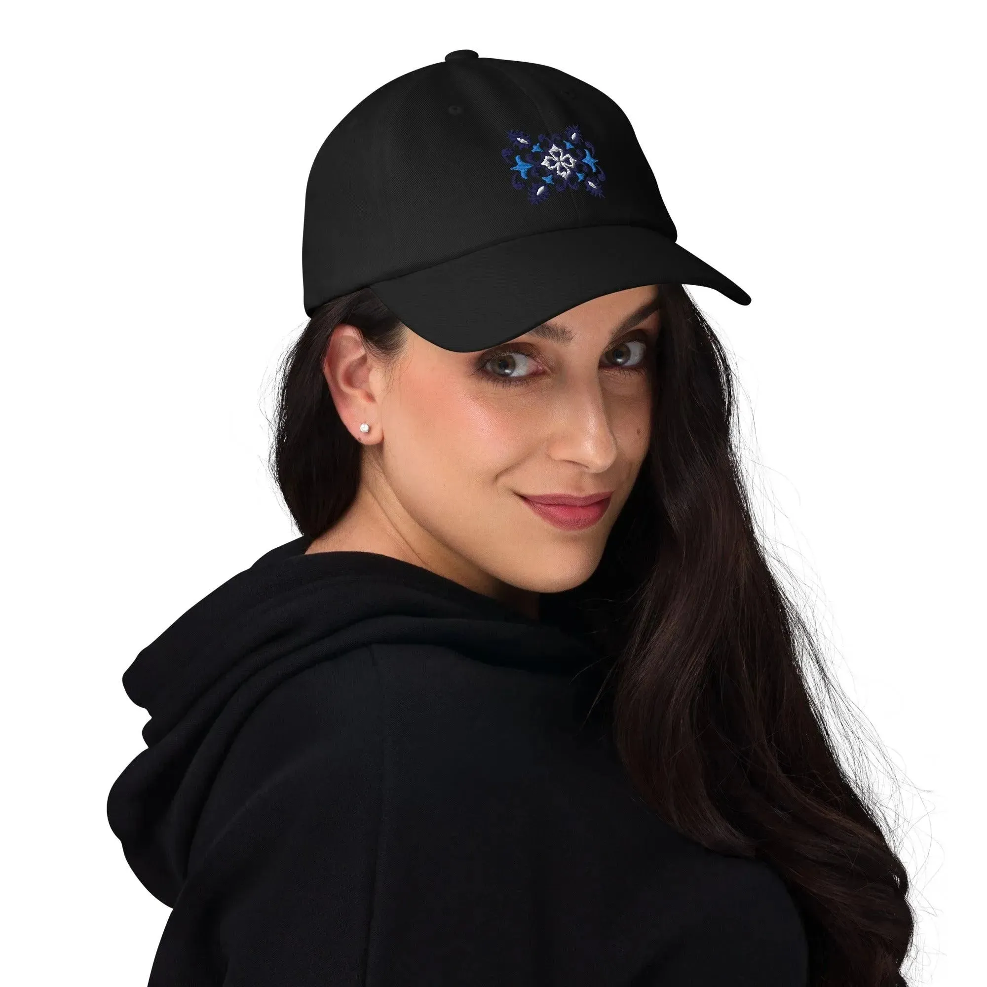 Portuguese Azulejo Tile Motif Embroidered Dad Hat