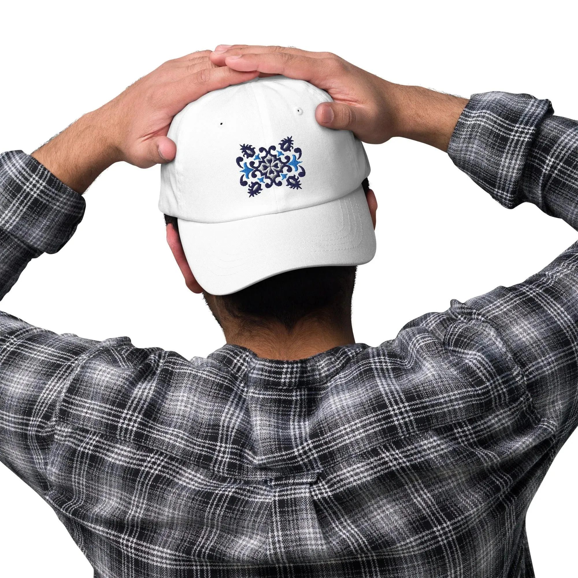 Portuguese Azulejo Tile Motif Embroidered Dad Hat