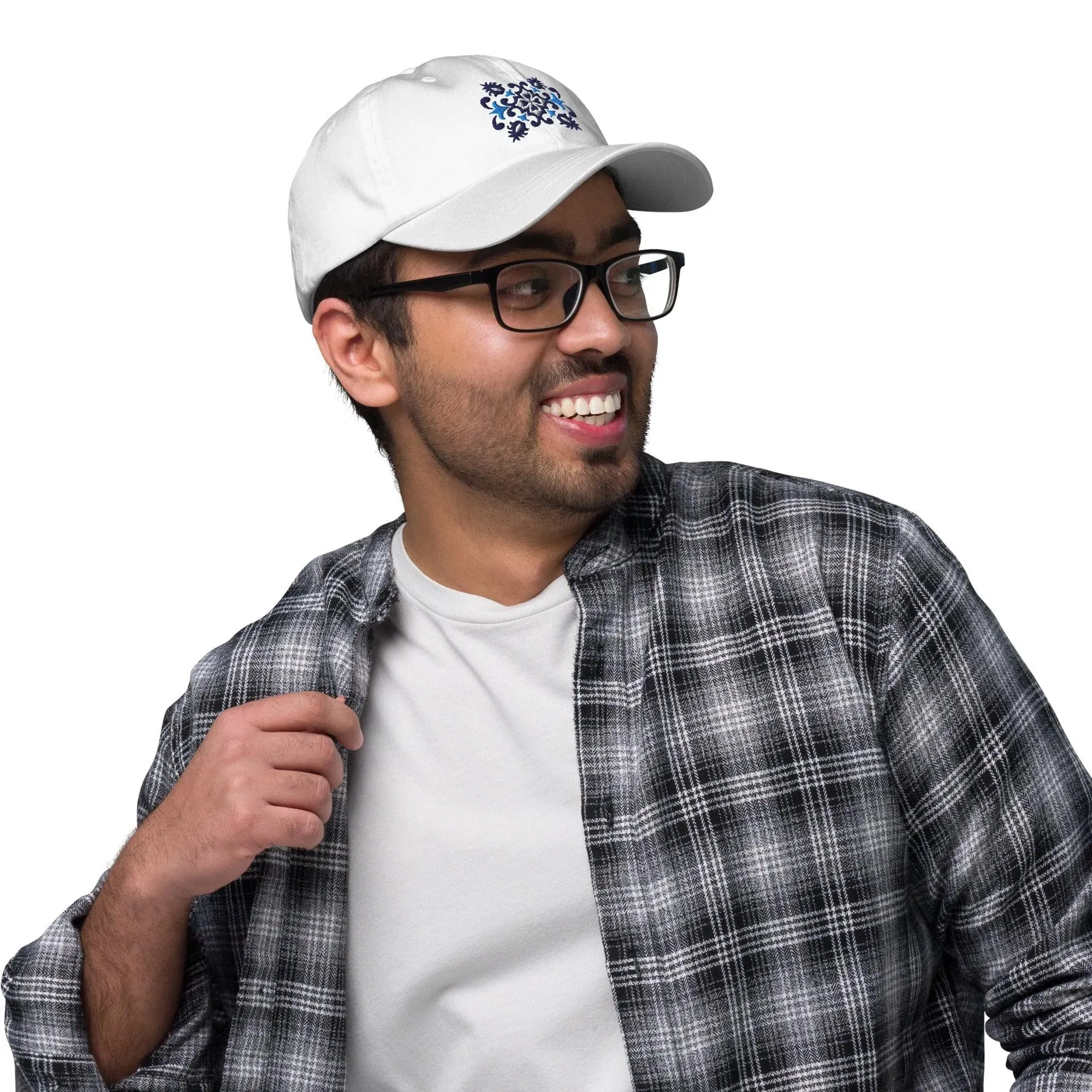 Portuguese Azulejo Tile Motif Embroidered Dad Hat