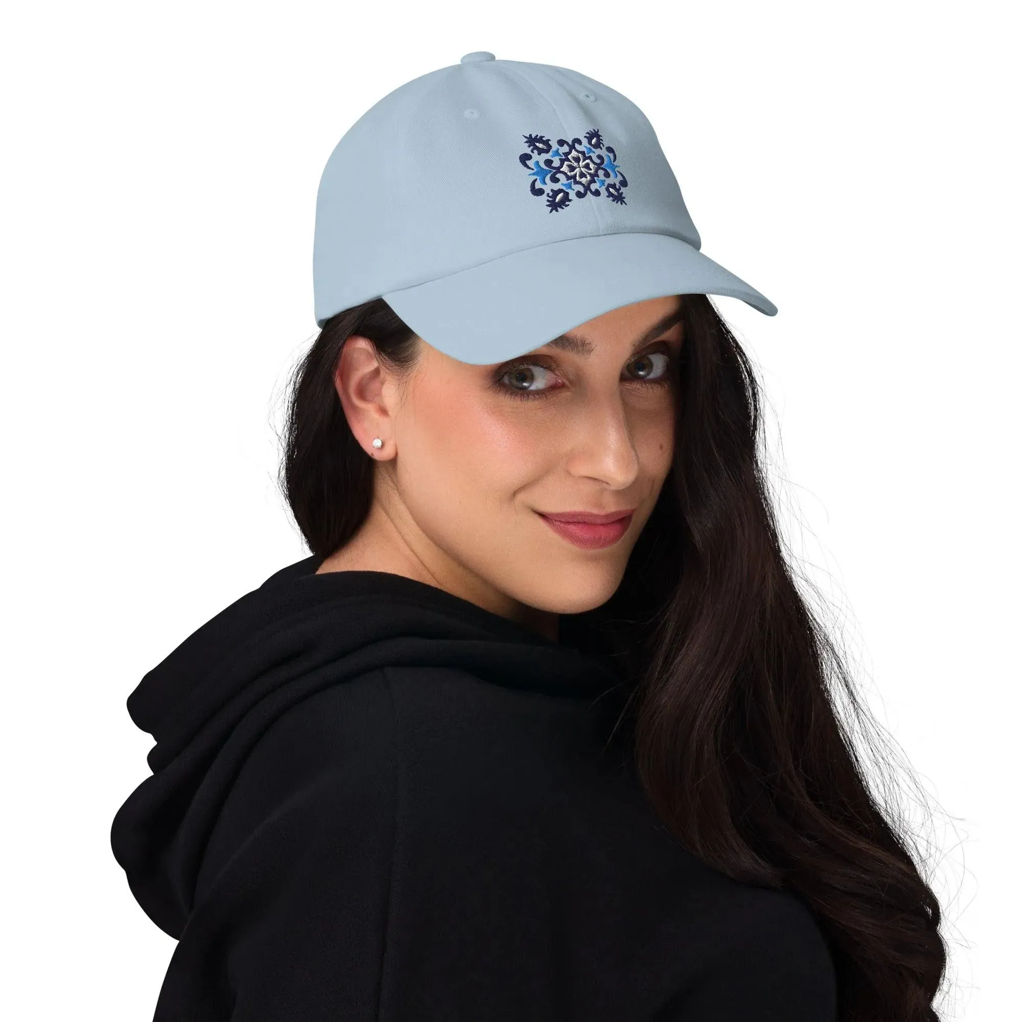 Portuguese Azulejo Tile Motif Embroidered Dad Hat