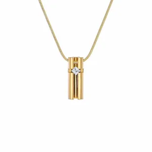 PT099G B.Tiff Gold .02ct 3D Cross Croixlumière Pendant Necklace