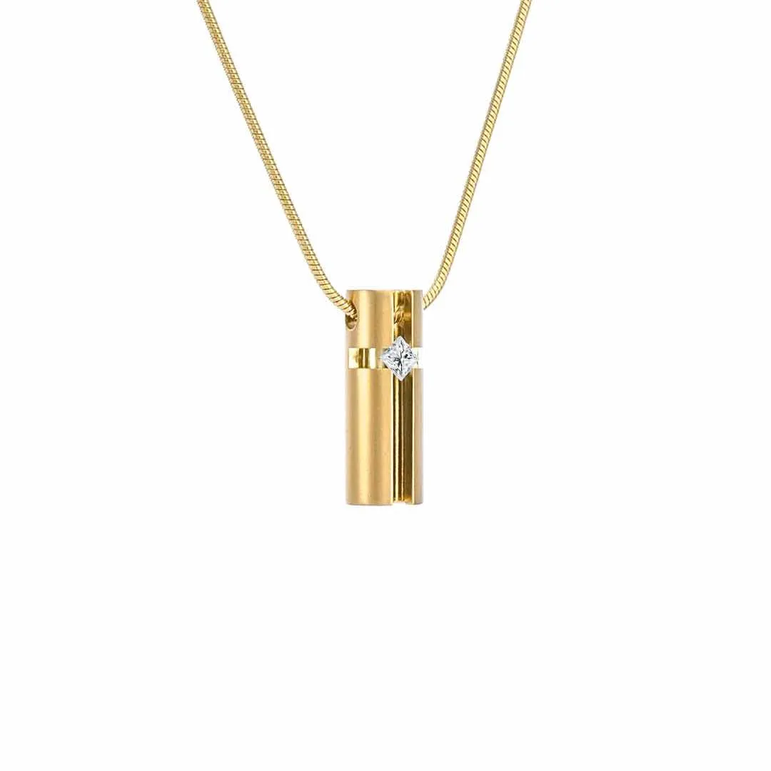 PT099G B.Tiff Gold .02ct 3D Cross Croixlumière Pendant Necklace