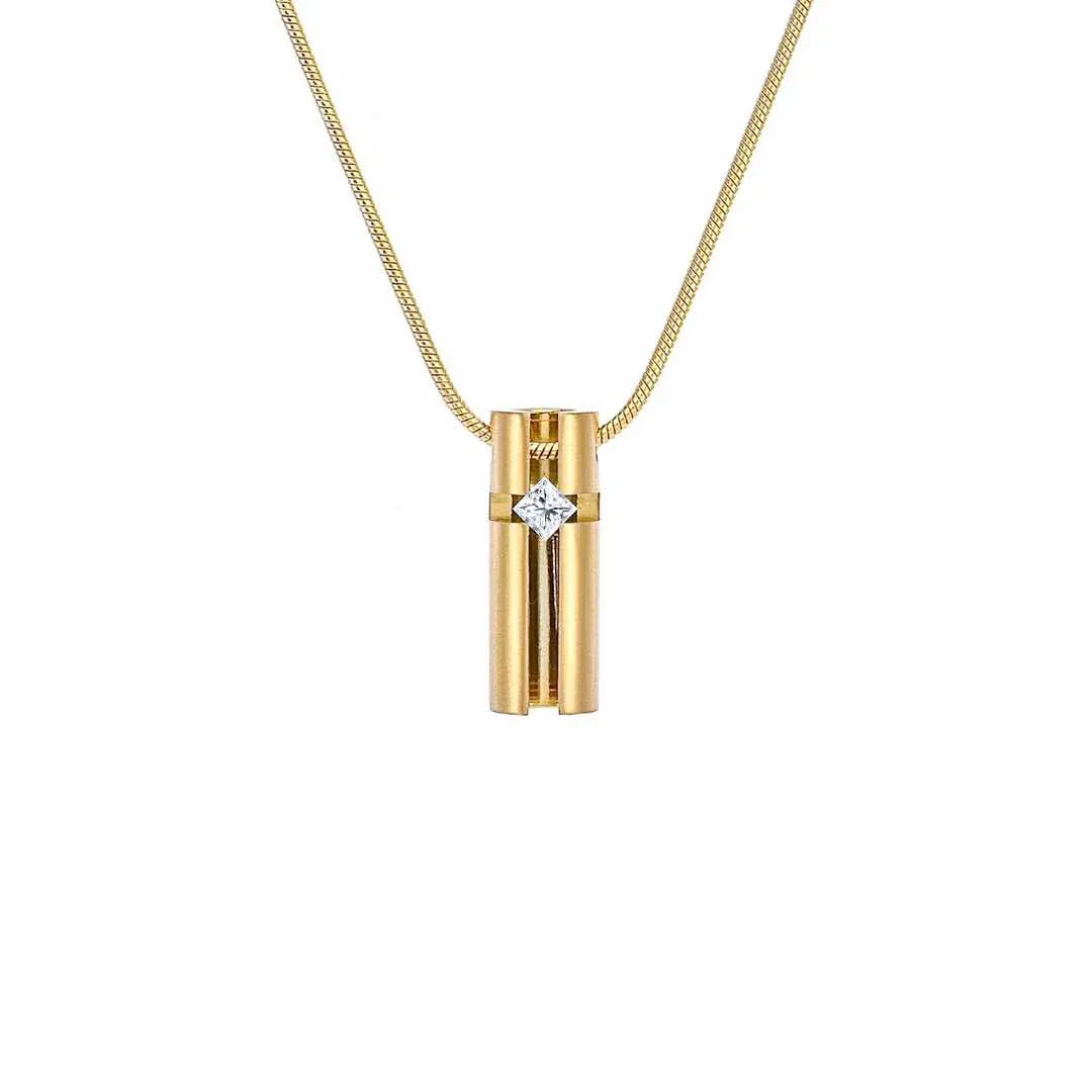 PT099G B.Tiff Gold .02ct 3D Cross Croixlumière Pendant Necklace