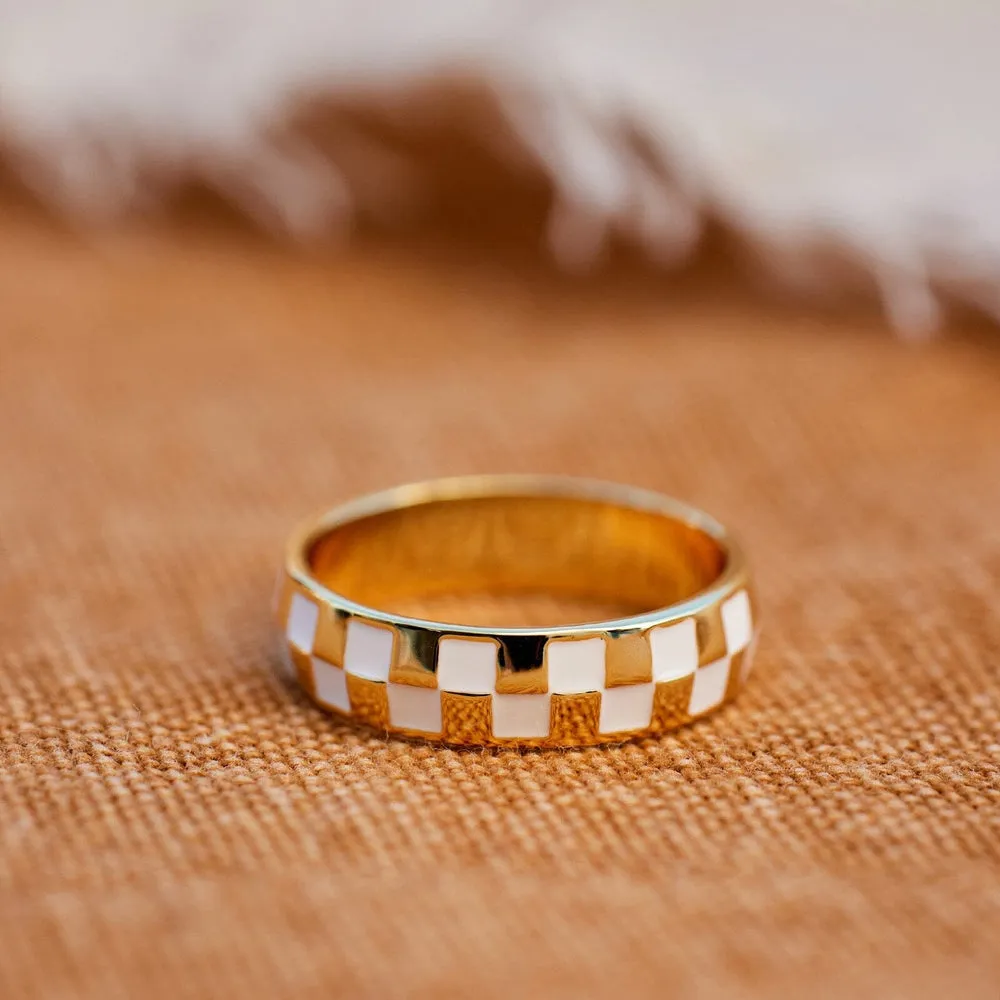Pura Vida Bracelets Checkerboard Ring - GOLD