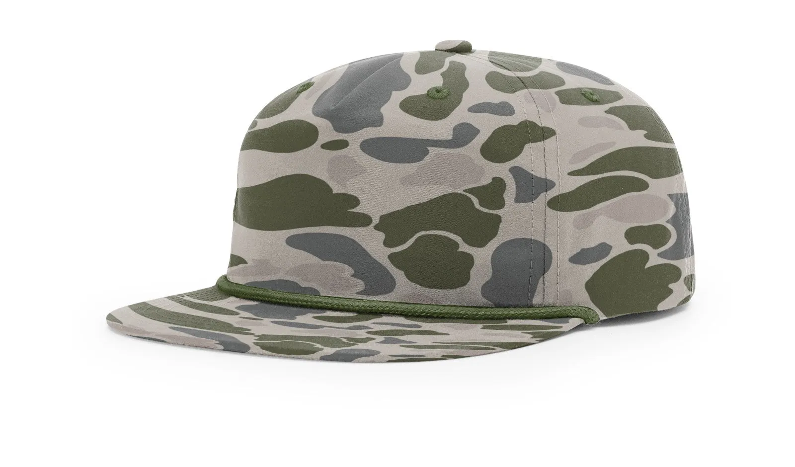 Richardson 256P Camo Umpqua Rope Snapback Five-Panel Baseball Cap - Comfortable Camo Trucker Cap with Flat Bill and Mesh Flip-Up Stay