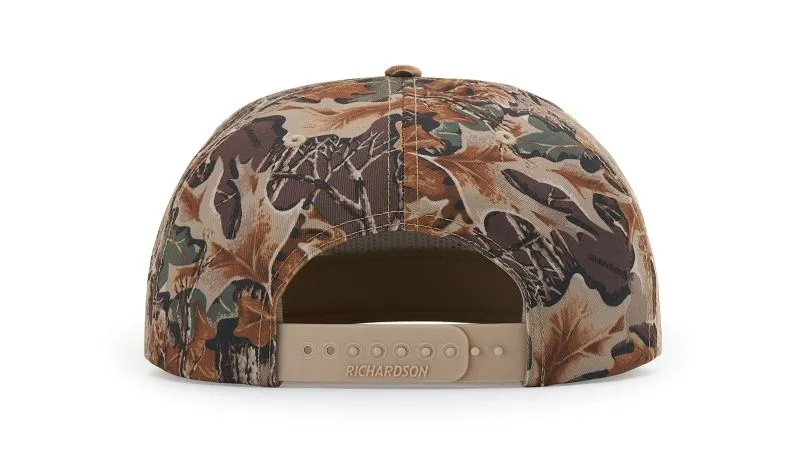 Richardson 256P Camo Umpqua Rope Snapback Five-Panel Baseball Cap - Comfortable Camo Trucker Cap with Flat Bill and Mesh Flip-Up Stay