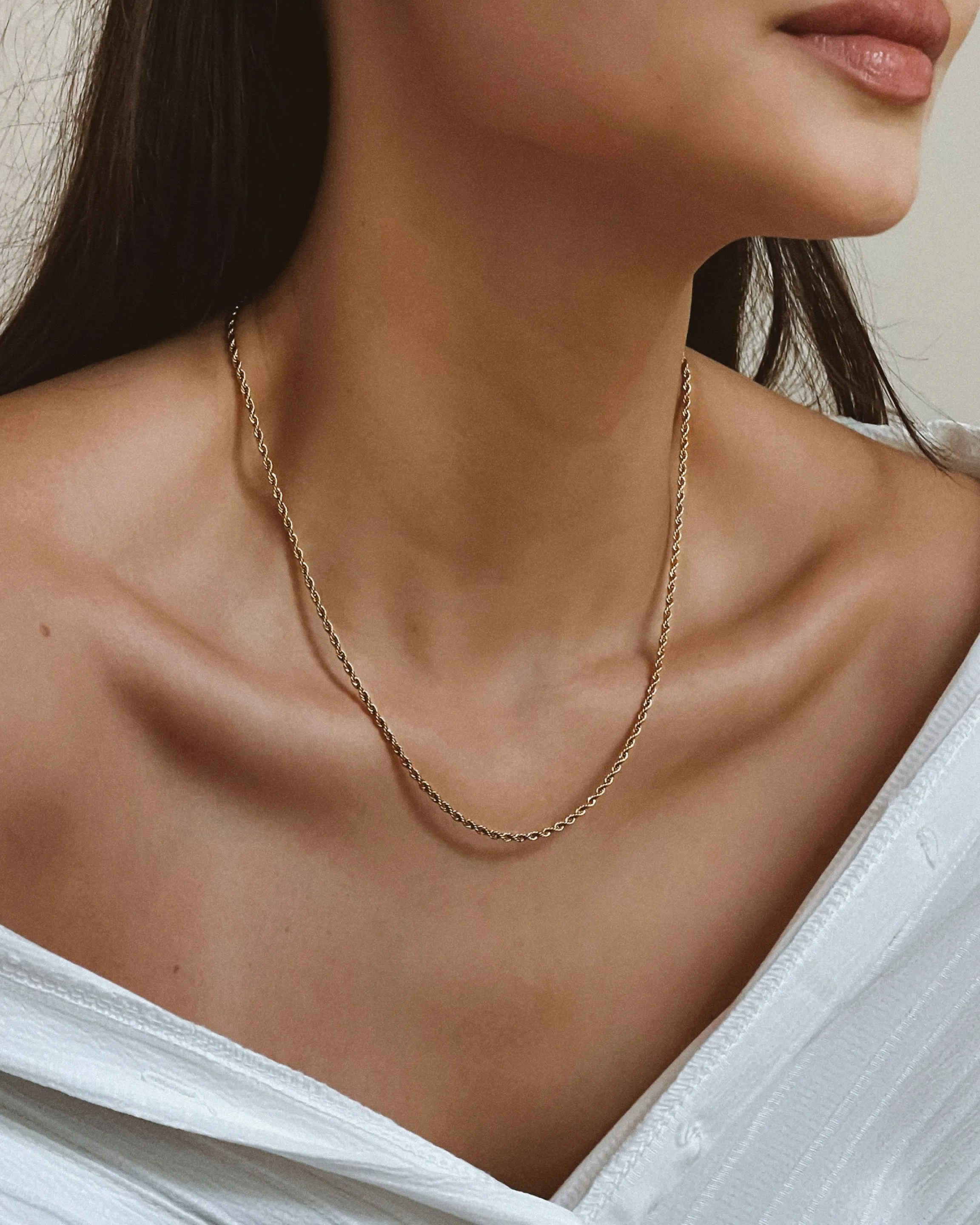 Rope Chain Necklace In Gold