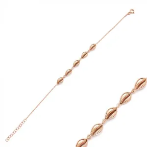 Rose Gold Cowrie Shell boho bracelet - Sterling Silver