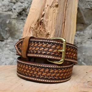 Silver Spurs Saddlery Leather Basket Weave Belt