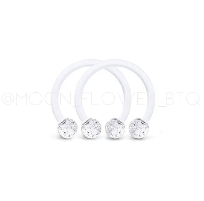 Sparkly Clear Acrylic Horseshoe Barbell Earrings