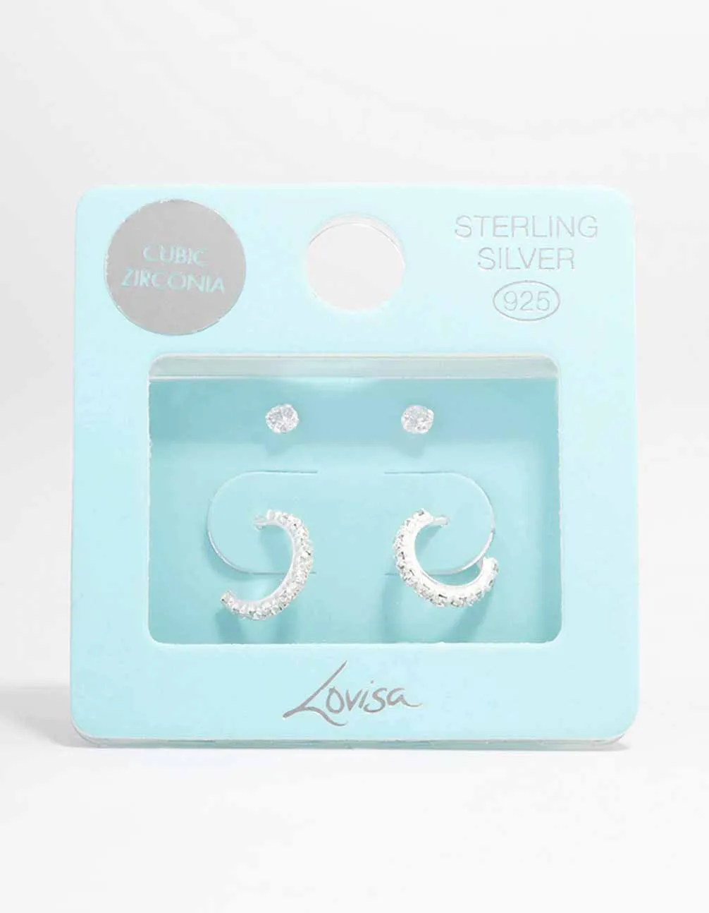 Sterling Silver Cubic Zirconia Stud & Hoop Earring Pack