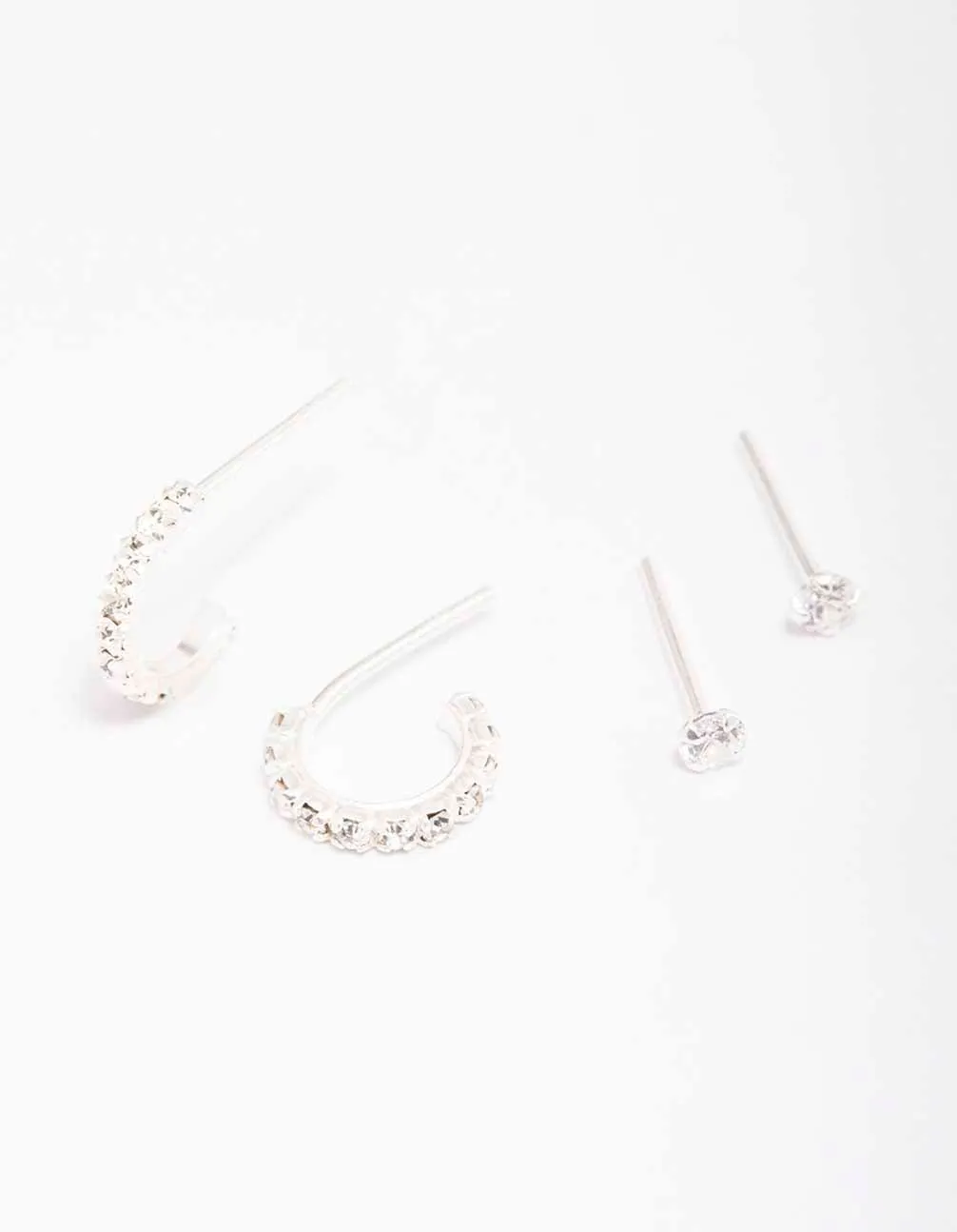 Sterling Silver Cubic Zirconia Stud & Hoop Earring Pack