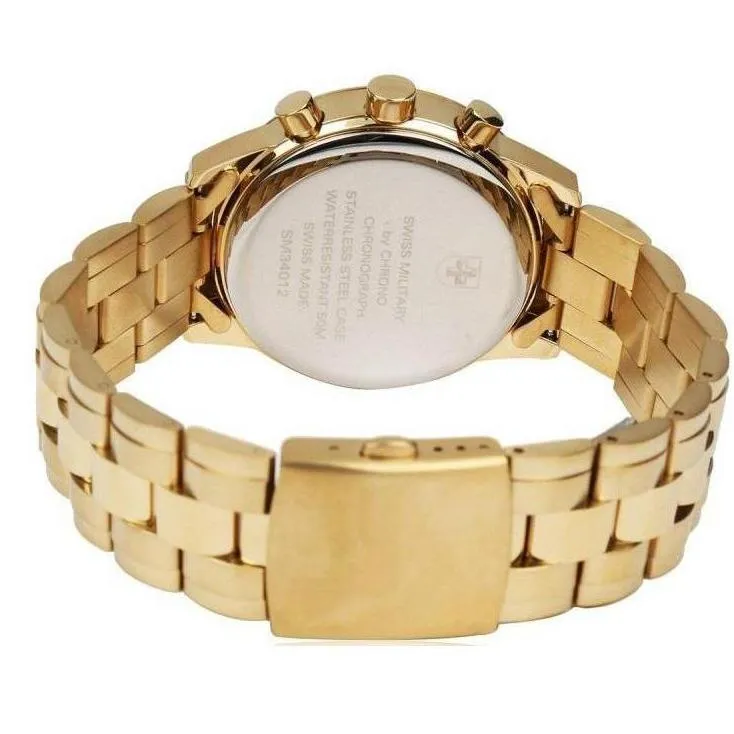 Swiss Military Gold Stainless Steel White Dial Chronograph Men's Watch - SM34012.03