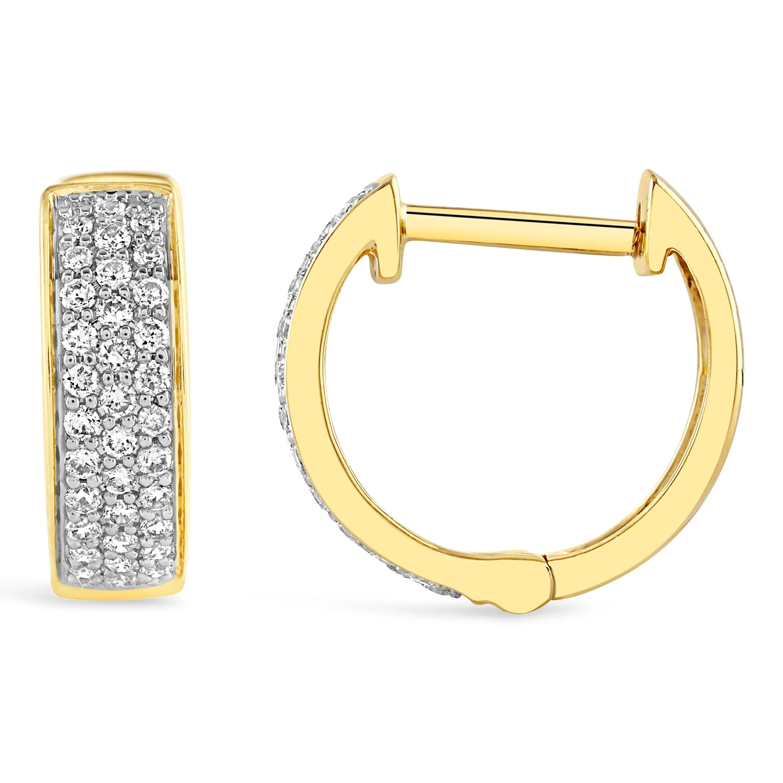 Triple Row CZ Huggie Earrings