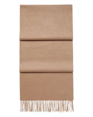 Unisex Large Woven Cashmere Scarf Dark Tan Brown