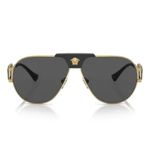 Versace Men's Dark Grey Aviator Sunglasses