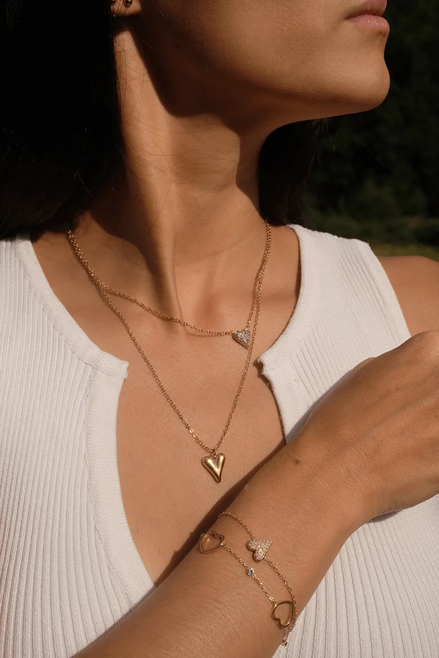 Vibes | Open Hearts Trio Clasp Bracelet | 18K Gold-Plated