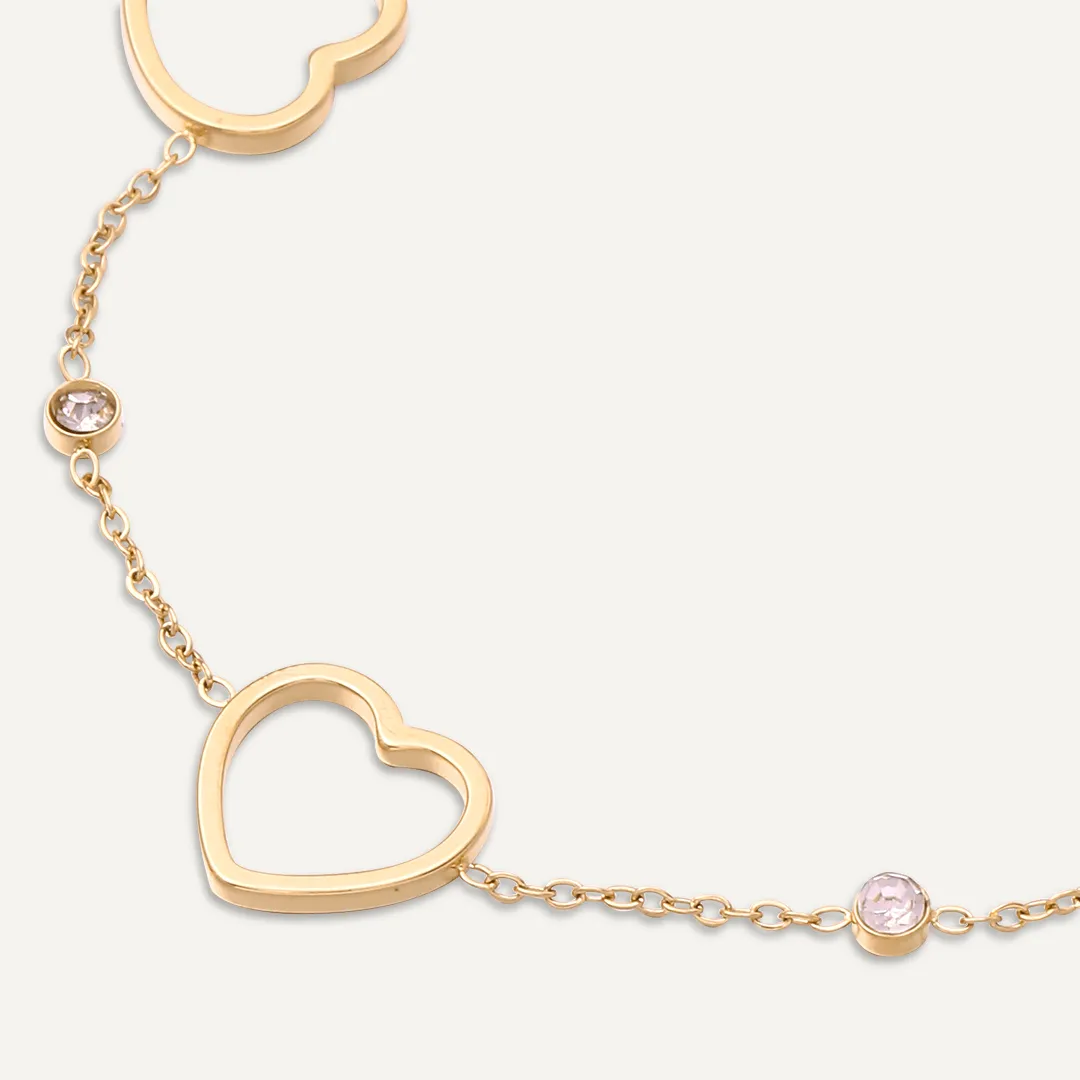 Vibes | Open Hearts Trio Clasp Bracelet | 18K Gold-Plated