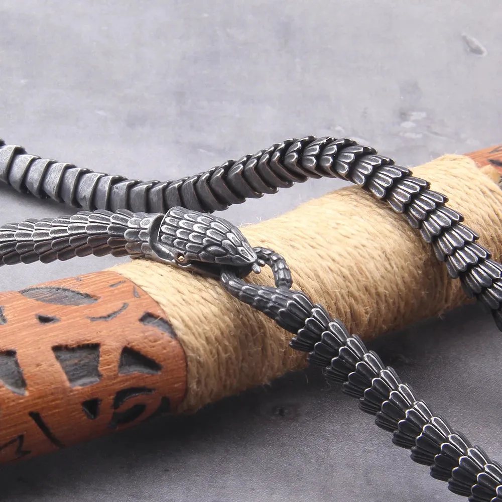 Viking Ouroboros Snake Stainless Steel Necklace Bracelet for Men