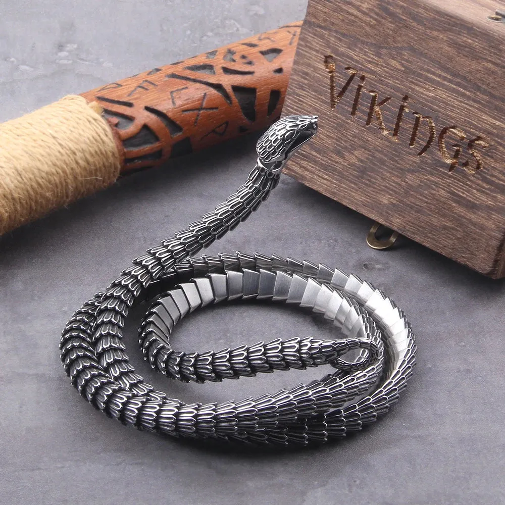 Viking Ouroboros Snake Stainless Steel Necklace Bracelet for Men
