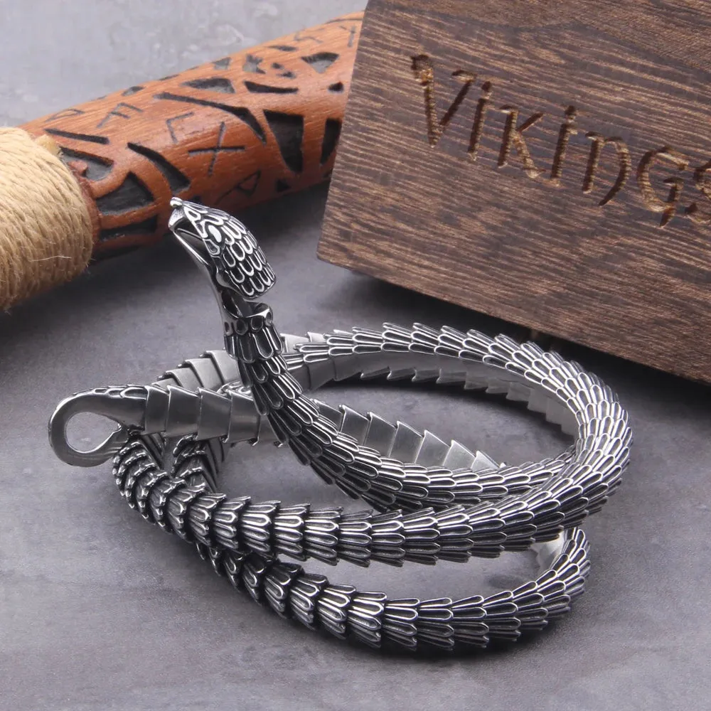 Viking Ouroboros Snake Stainless Steel Necklace Bracelet for Men