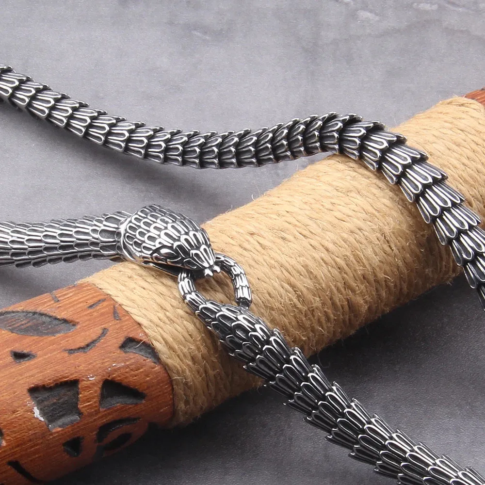 Viking Ouroboros Snake Stainless Steel Necklace Bracelet for Men