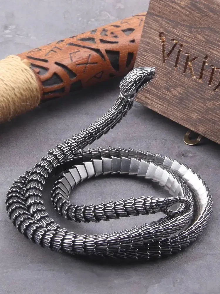 Viking Ouroboros Snake Stainless Steel Necklace Bracelet for Men