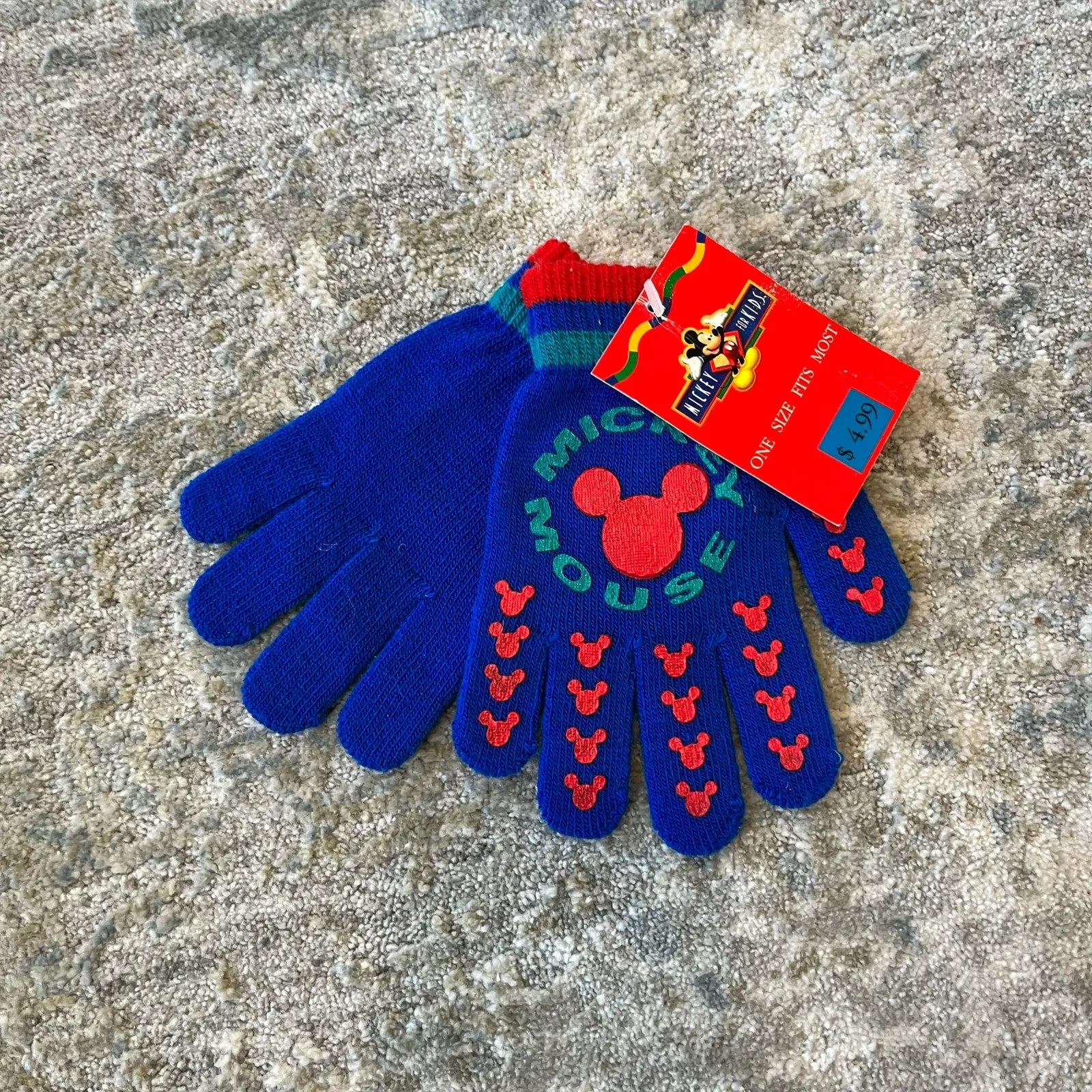 Vintage Mickey for Kids Blue Gloves NWT