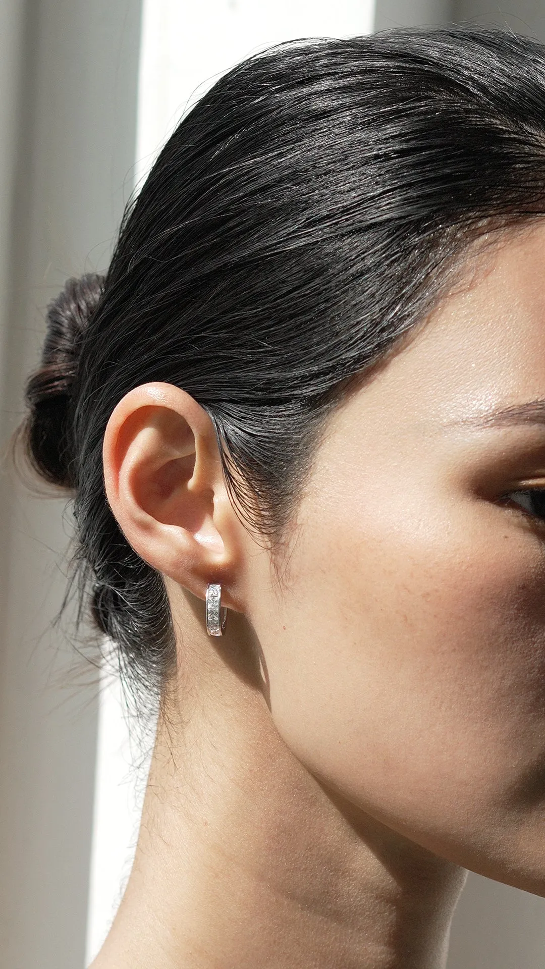 Waverly Princess Hoops White Gold Plated